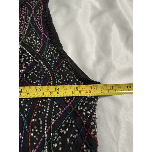 Laurence Kazar Women's Top Silk Beaded Multi Colored Sleeveless M Festival - Picture 6 of 9